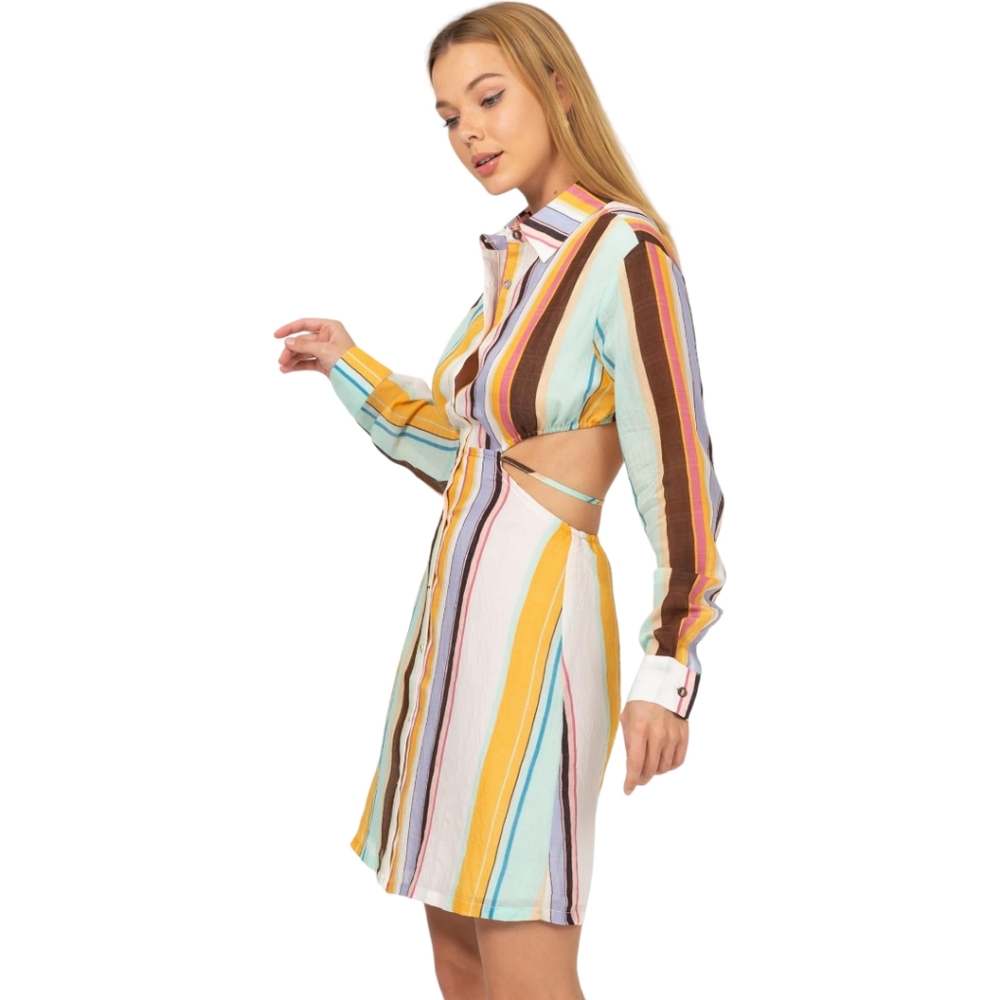 DRESS TO IMPRESS STRIPED BUTTON UP DRESS - Picture 2 of 3